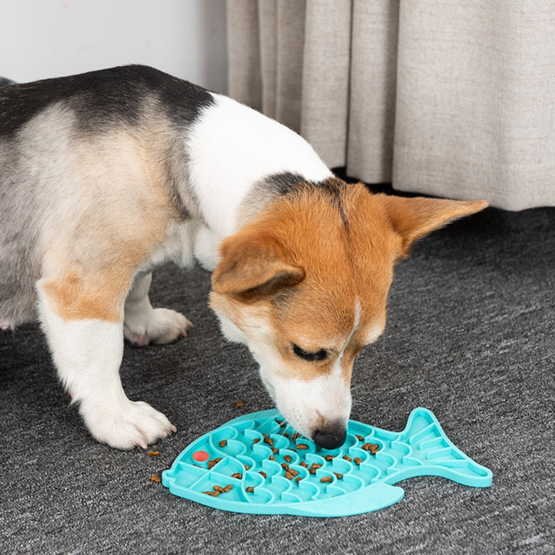 Tapete de Silicone em Forma de Peixe - Alimentação Lenta para Pets