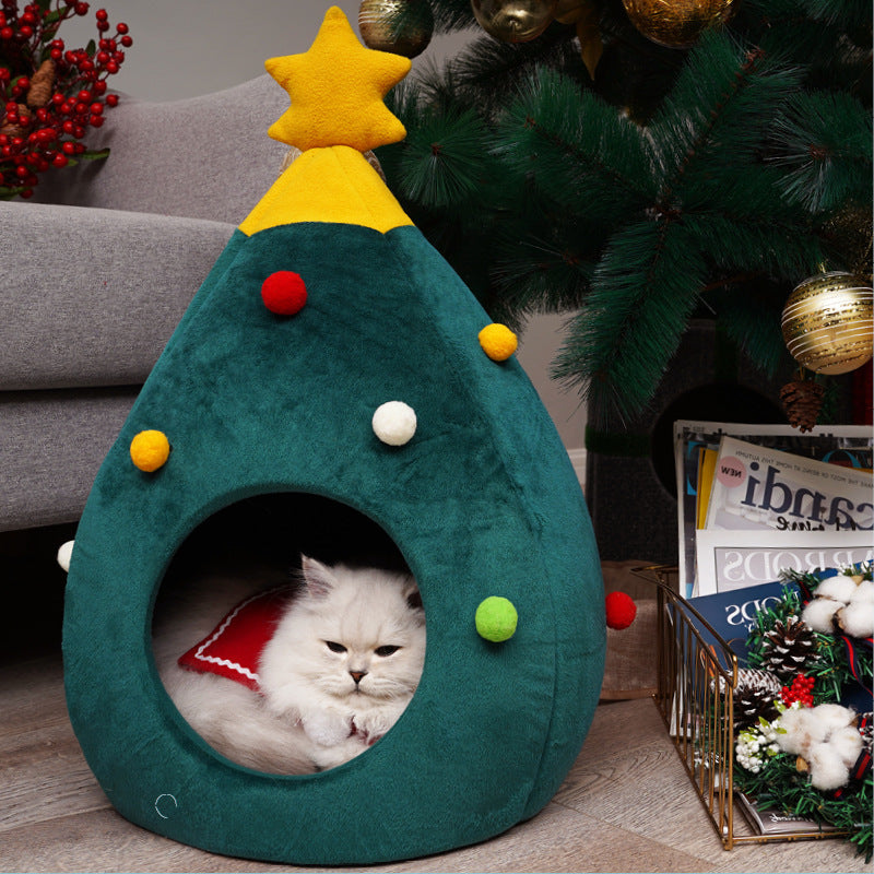 Caminha para Pets em Forma de Árvore de Natal - Conforto e Aquecimento no Inverno