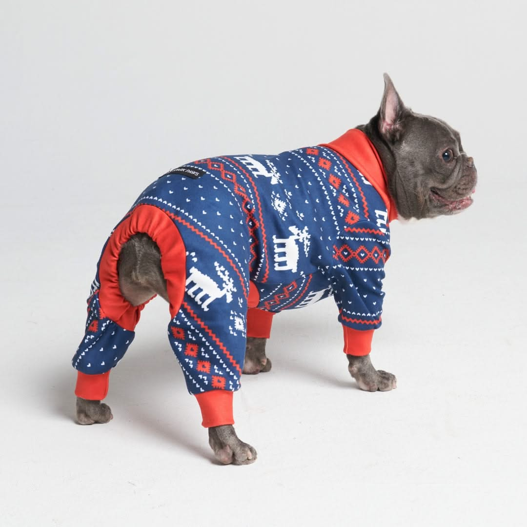 Pijama de Natal para Cachorro - Azul Dasher