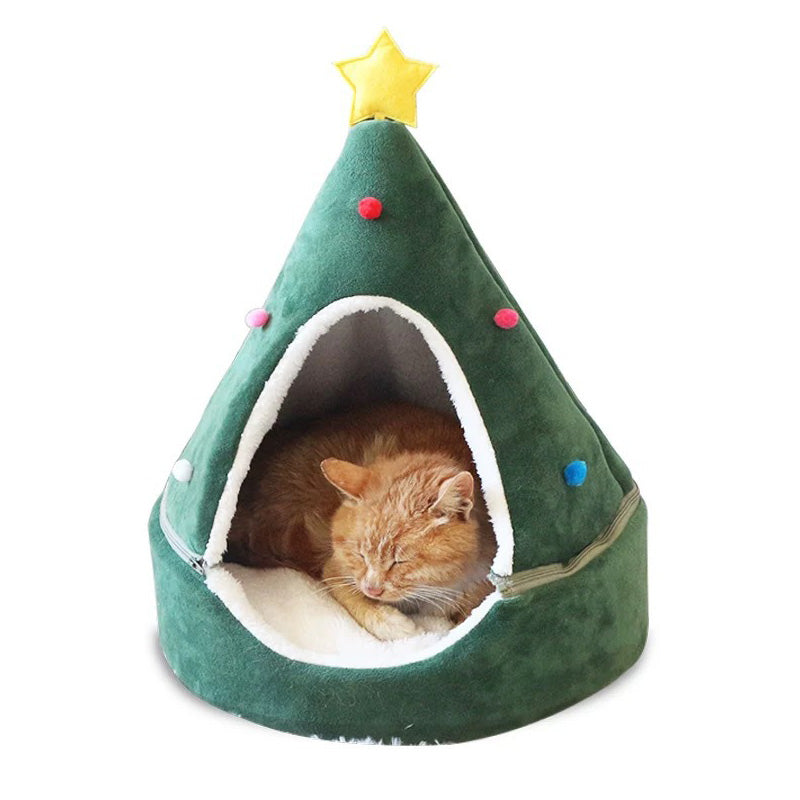 Caminha para Pets em Forma de Árvore de Natal - Conforto e Aquecimento no Inverno