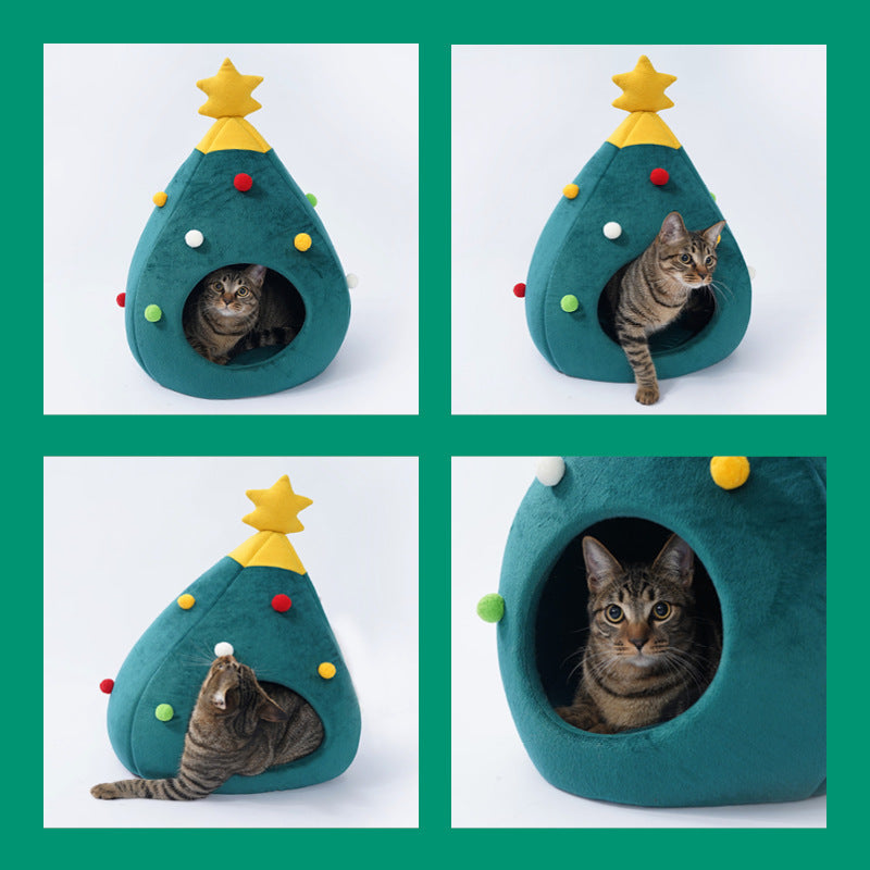 Caminha para Pets em Forma de Árvore de Natal - Conforto e Aquecimento no Inverno