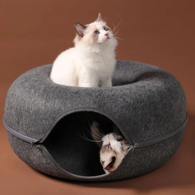 Casa para Gatos com Túnel Interativo e Brinquedos em Feltro