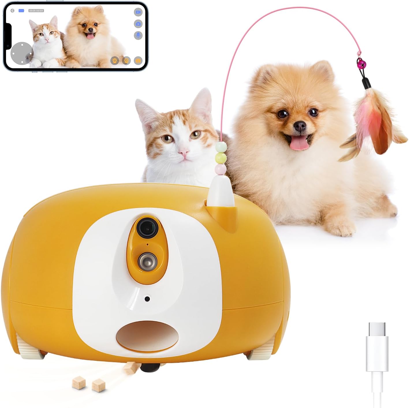 Dispensador Automático de Ração para Pets com Câmera HD 1080P e Controle Remoto