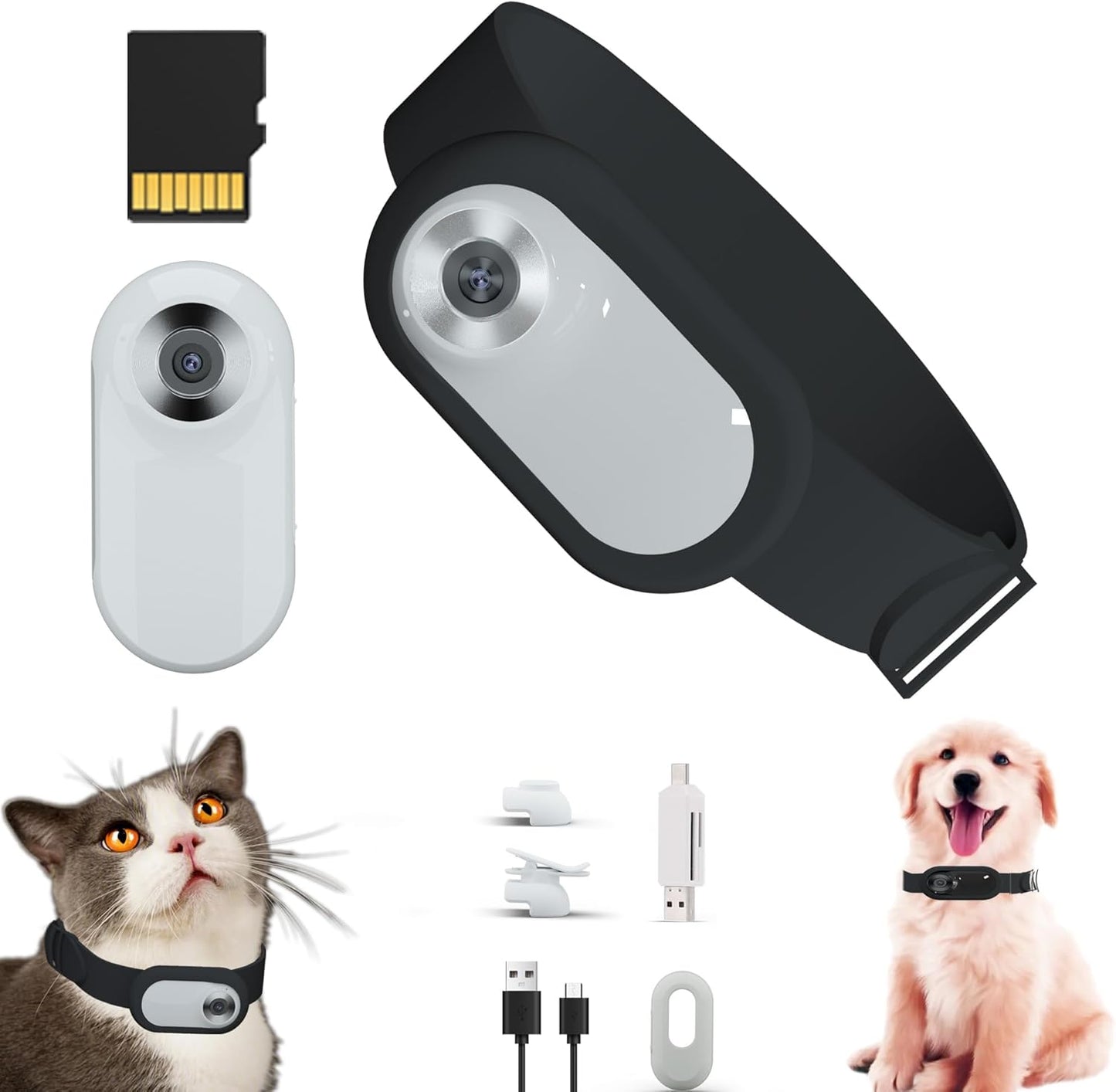 Câmera para Gatos HD 1080P com Cartão SD 16GB - Acessório para Pets