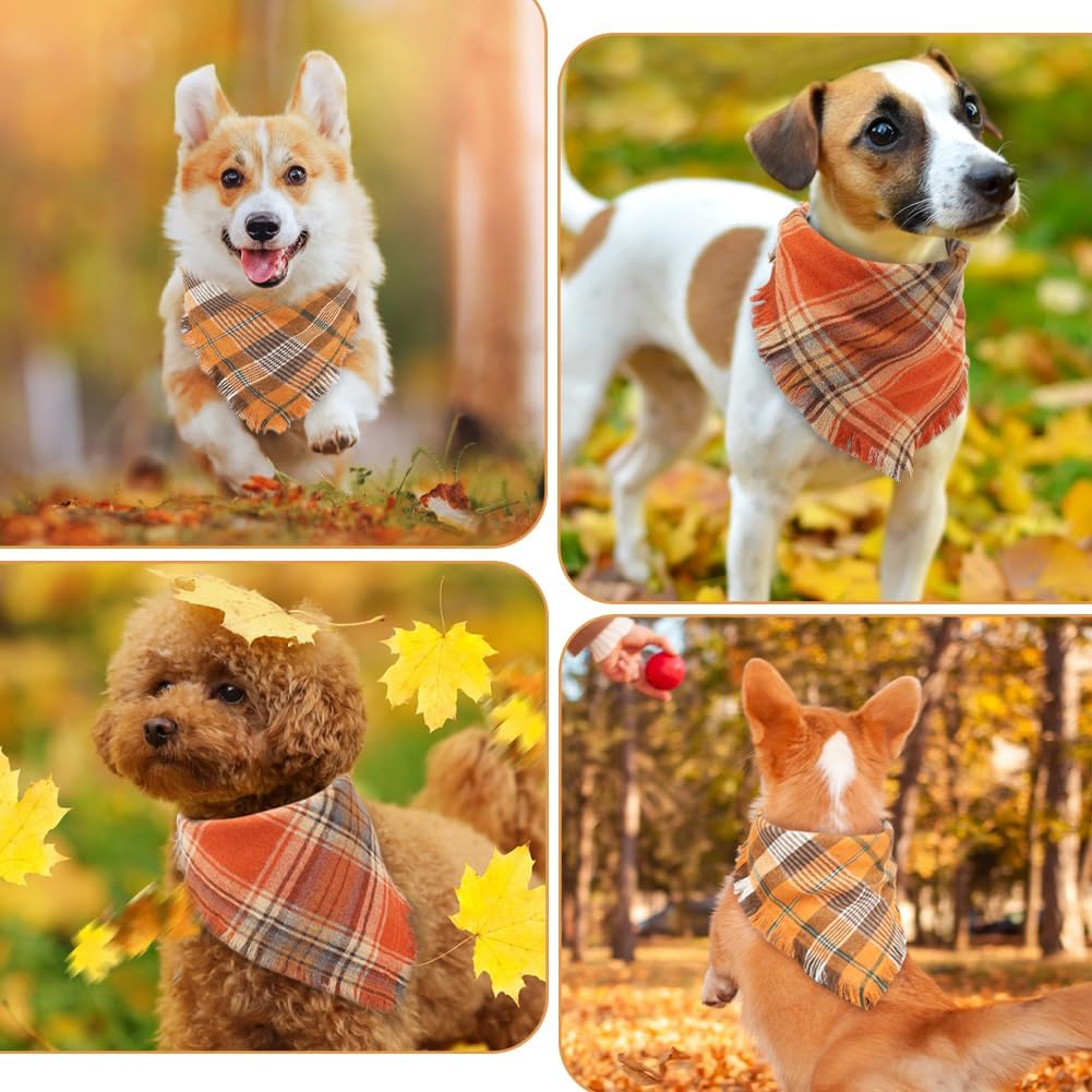 Bandana de Natal para Cachorro com Borlas - Pacote com 2 Peças em Estampa Xadrez