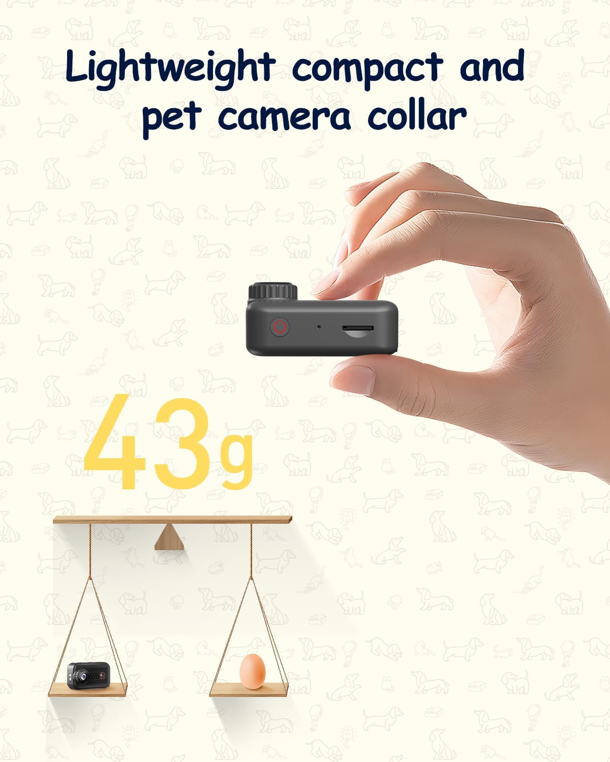 Câmera 2K para Pets com Cartão SD de 32GB - Câmera de Colar para Gatos e Cães, WiFi, 20MP