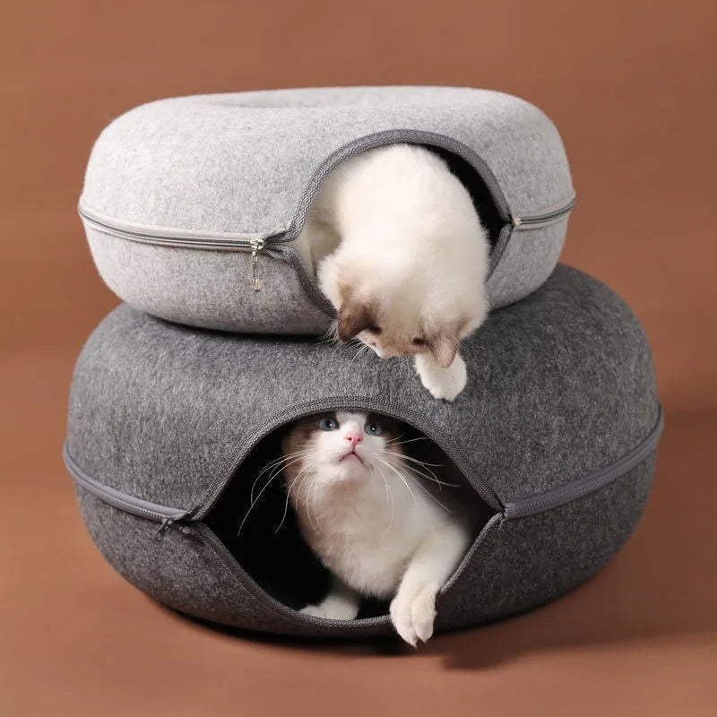 Casa para Gatos com Túnel Interativo e Brinquedos em Feltro