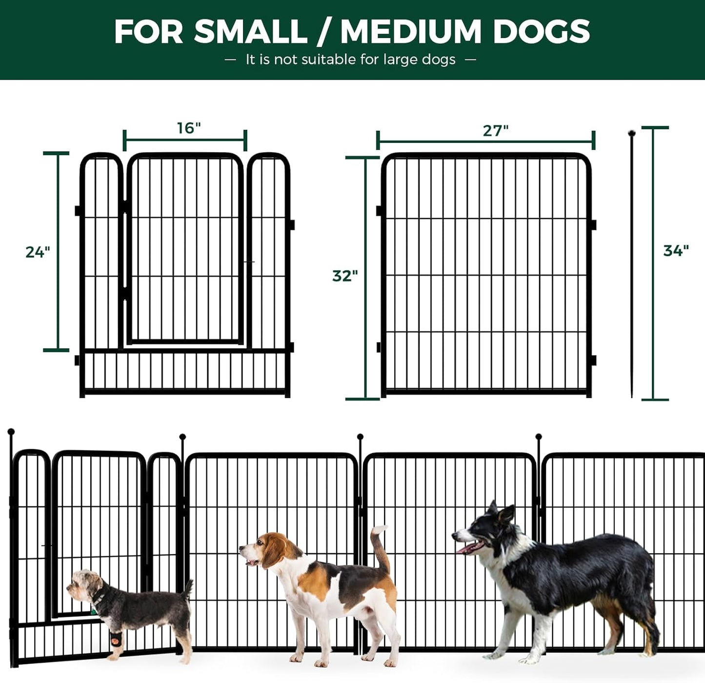 Corralito para Cães: Estrutura Portátil com 8 Painéis para Patio e Camping