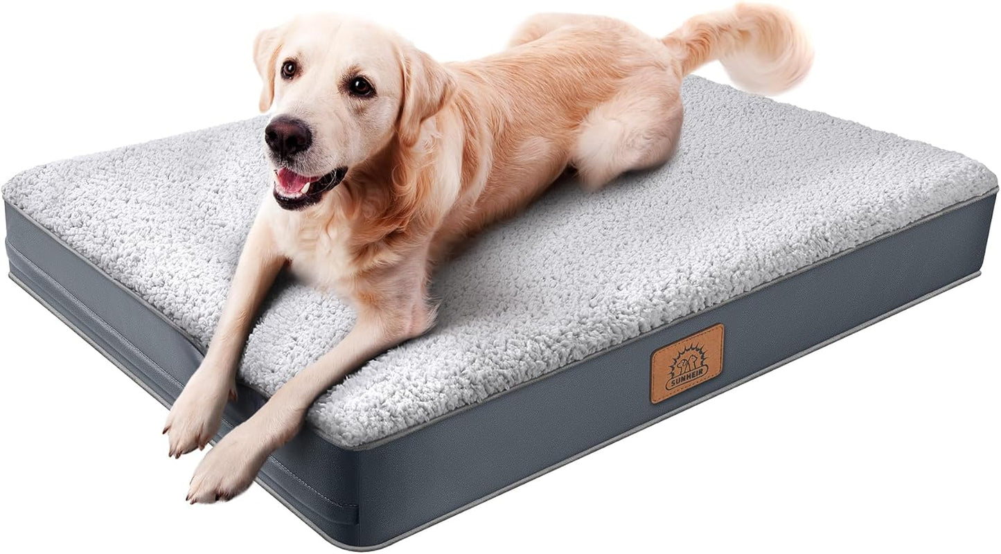 Cama Ortopédica Impermeável para Cães Grandes com Funda Lavável e Base Antiderrapante