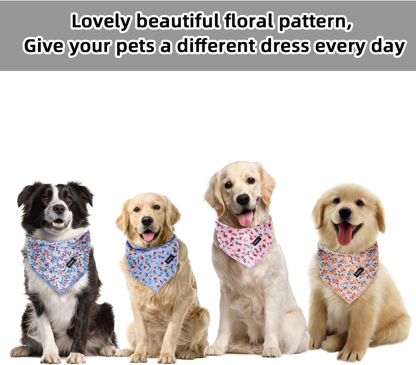 Conjunto de Bandanas Extragrandes para Cachorros - 4 Unidades com Estampas Coloridas e Florais