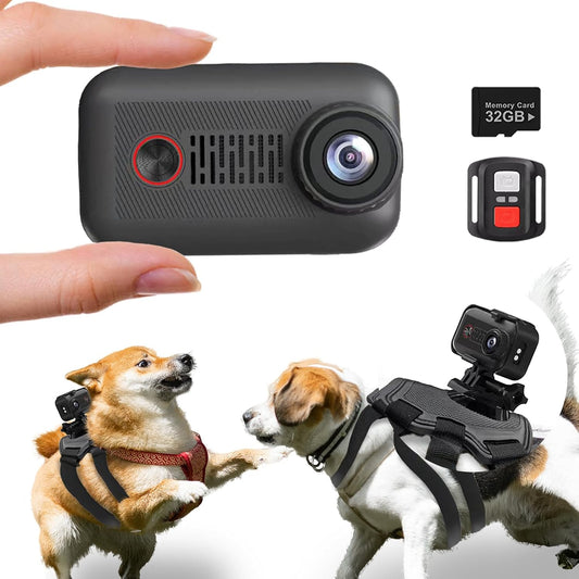 Câmera 2K para Pets com Cartão SD de 32GB - Câmera de Colar para Gatos e Cães, WiFi, 20MP