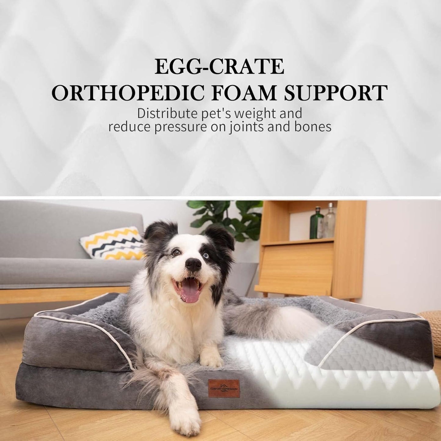 Cama Ortopédica Impermeável para Cães Grandes - Lavável, Antiderrapante e com Reforço