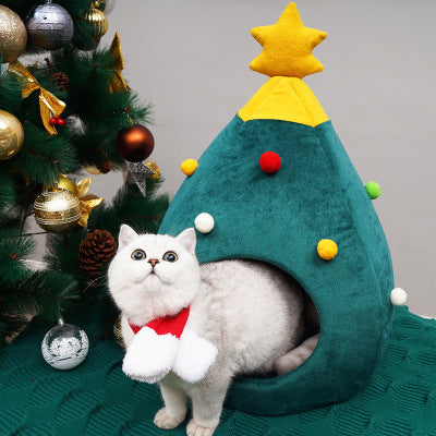 Caminha para Pets em Forma de Árvore de Natal - Conforto e Aquecimento no Inverno