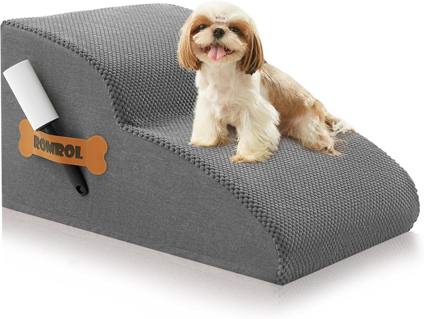 Rampa Antiderrapante para Cães com Escalones Extra Largos - Ideal para Camas e Sofás