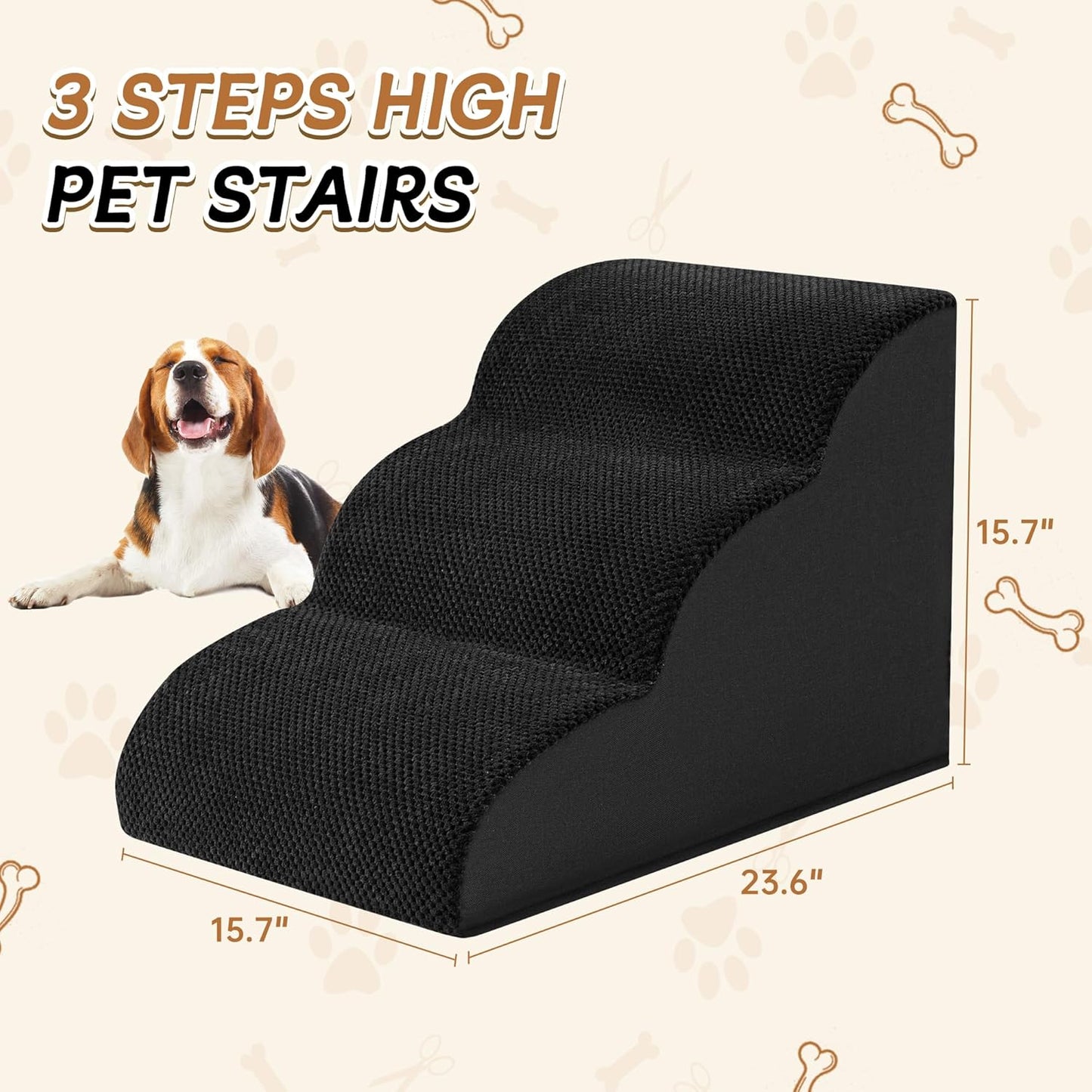 Rampa Antiderrapante para Cães com Escalones Extra Largos - Ideal para Camas e Sofás