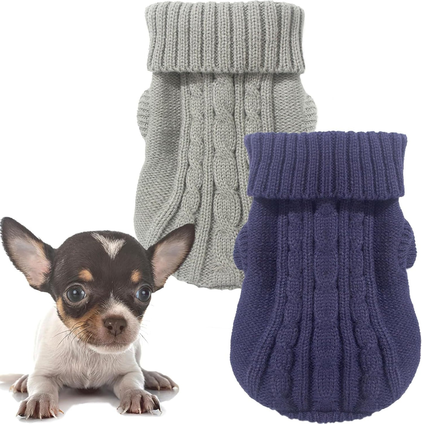 Suéter de Inverno para Cachorros Pequenos - 2 Peças de Gola Alta e Confortável