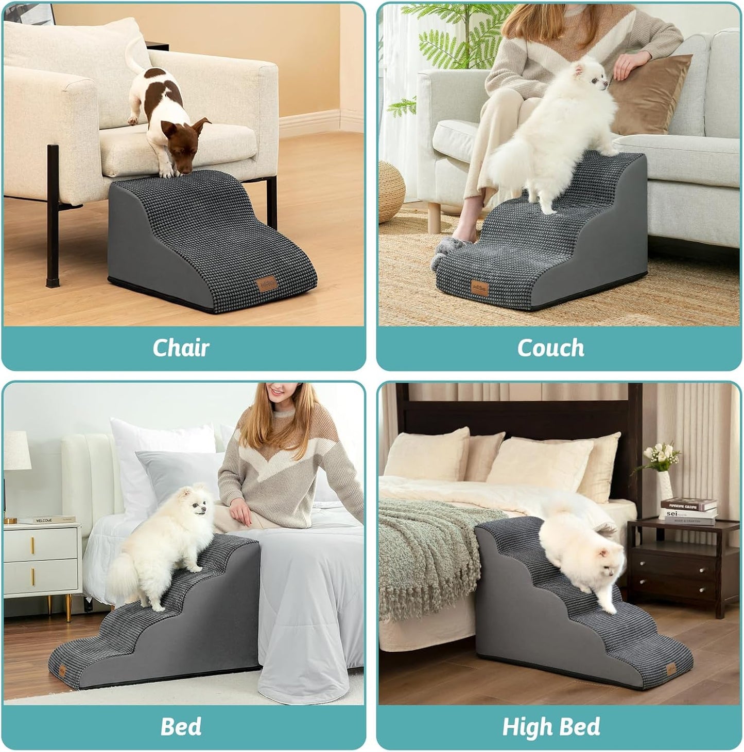 Rampa Curva para Cães e Gatos - Antiderrapante e Leve, Ideal para Sofá e Cama