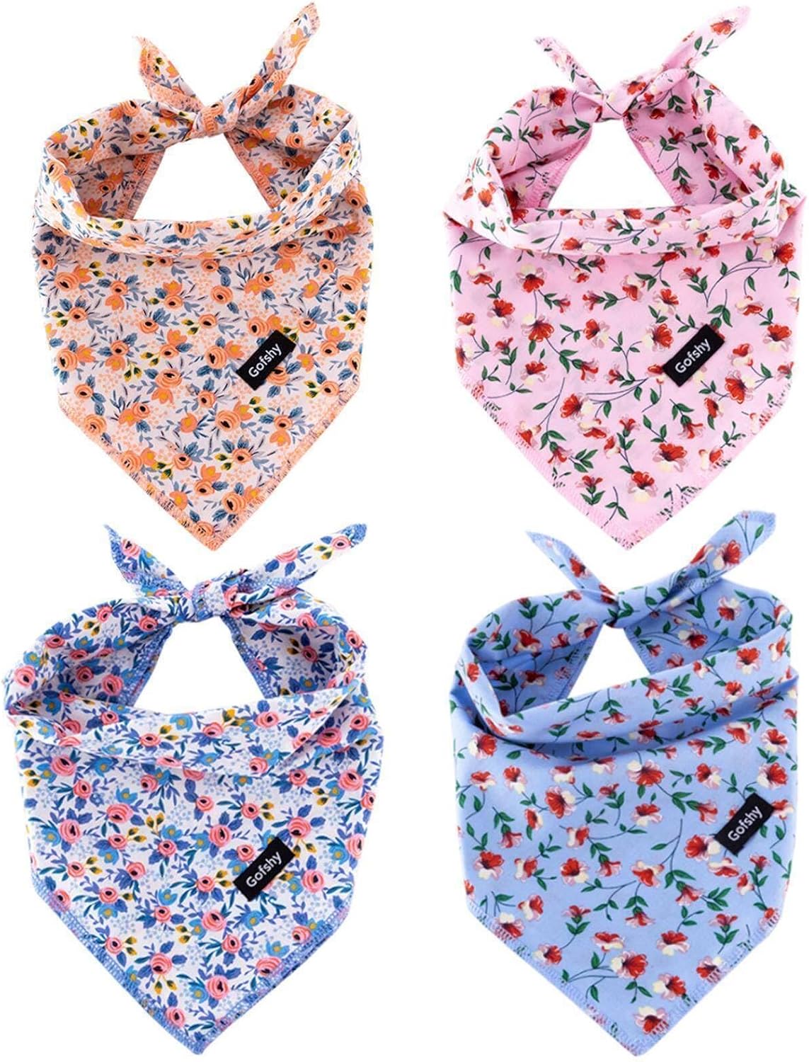 Conjunto de Bandanas Extragrandes para Cachorros - 4 Unidades com Estampas Coloridas e Florais