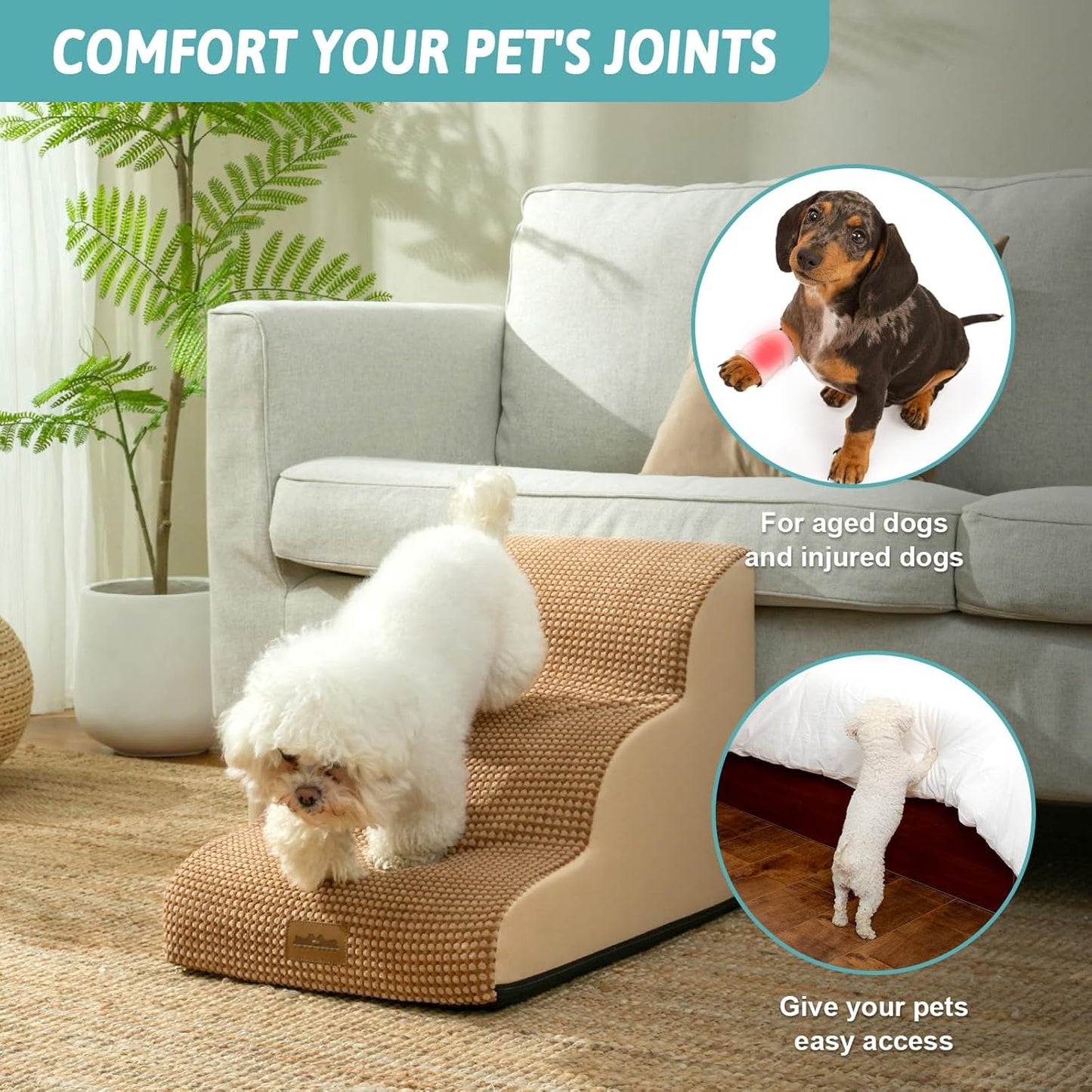 Rampa Curva para Cães e Gatos - Antiderrapante e Leve, Ideal para Sofá e Cama