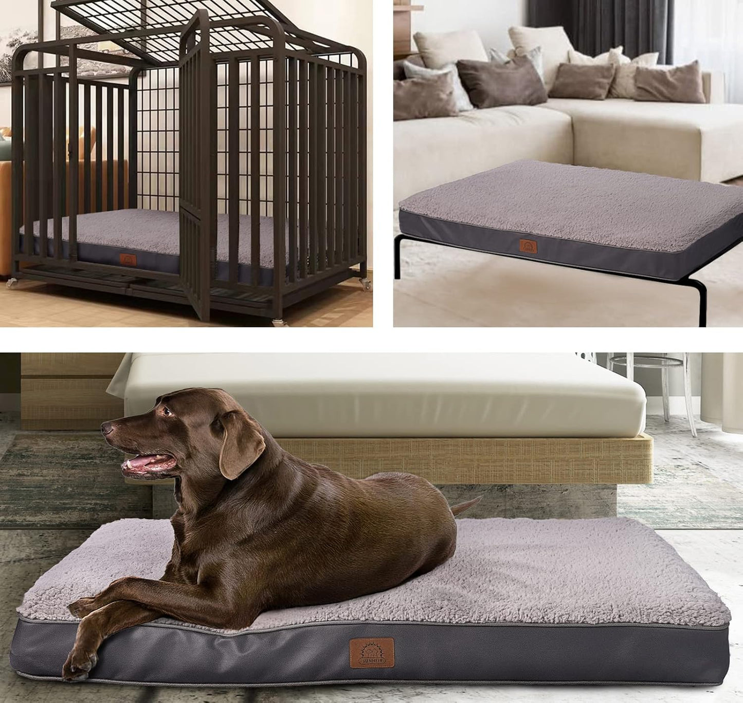 Cama Ortopédica Impermeável para Cães Grandes com Funda Lavável e Base Antiderrapante