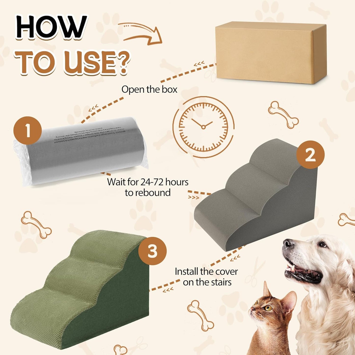 Rampa Antiderrapante para Cães com Escalones Extra Largos - Ideal para Camas e Sofás