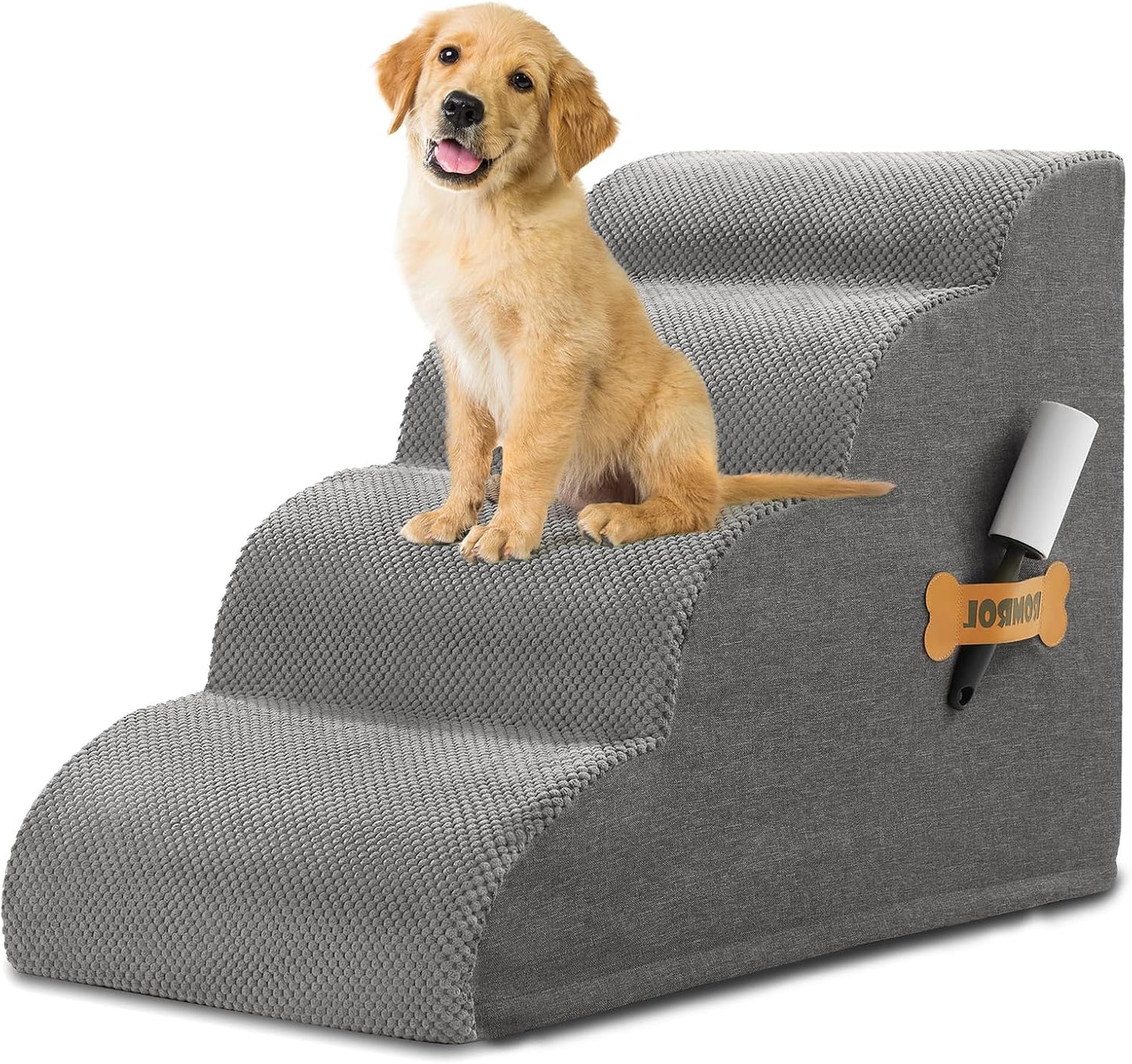 Rampa Antiderrapante para Cães com Escalones Extra Largos - Ideal para Camas e Sofás