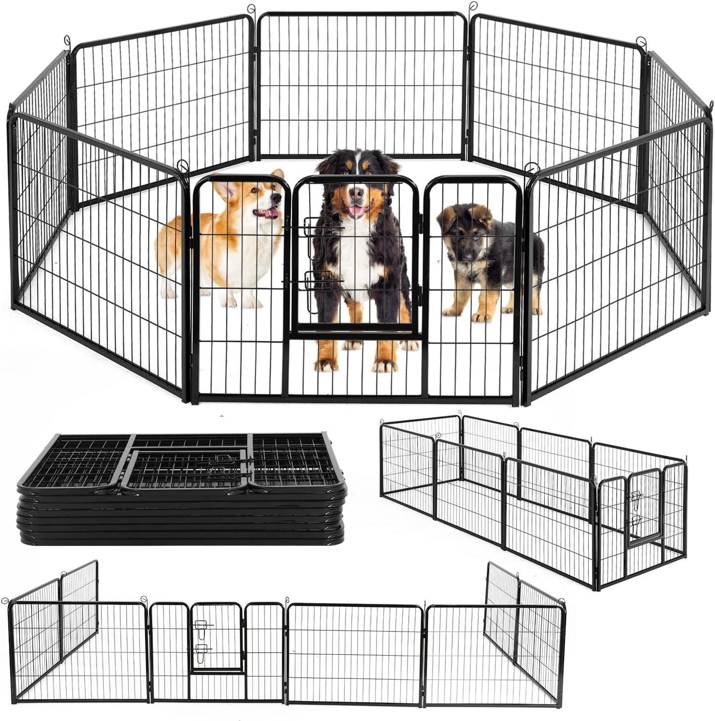 Canil Resistente para Cães - 16 Painéis para Interiores e Exteriores