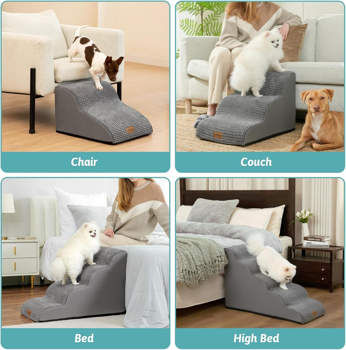 Rampa Curva para Cães e Gatos - Antiderrapante e Leve, Ideal para Sofá e Cama