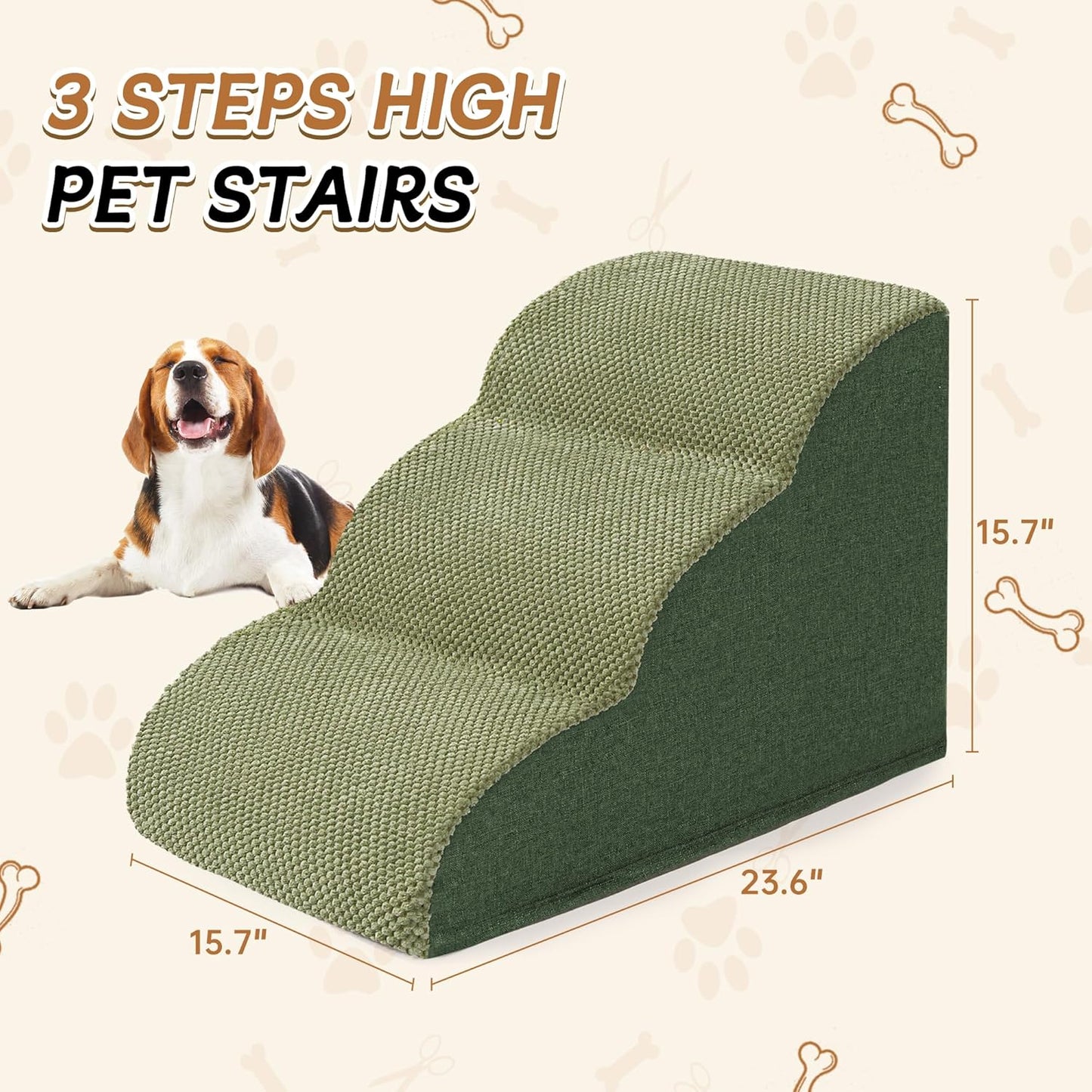 Rampa Antiderrapante para Cães com Escalones Extra Largos - Ideal para Camas e Sofás