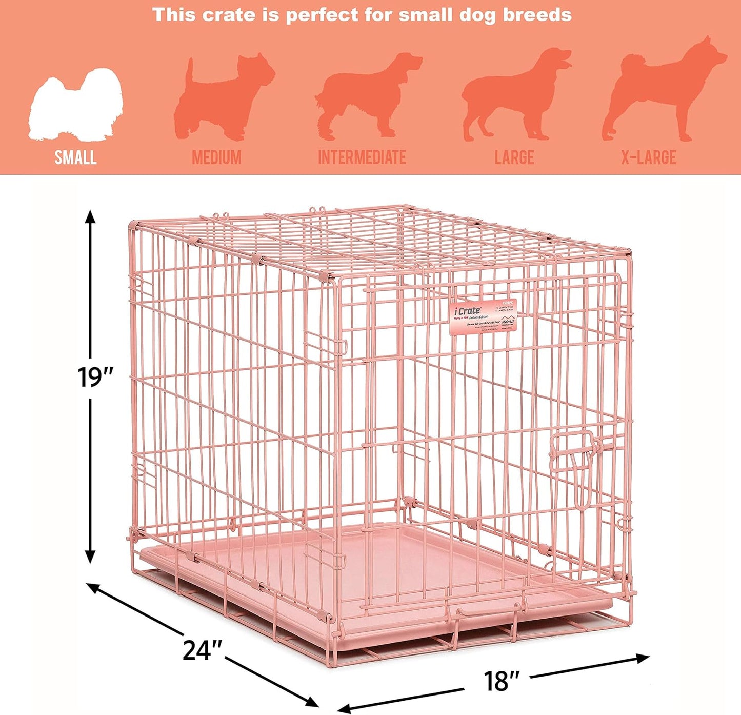 Canil Plegável de Metal com Painel Divisor e Bandeja à Prova de Vazamentos para Pequenos Cães