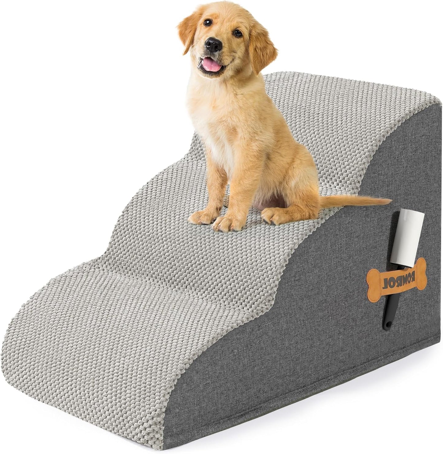 Rampa Antiderrapante para Cães com Escalones Extra Largos - Ideal para Camas e Sofás