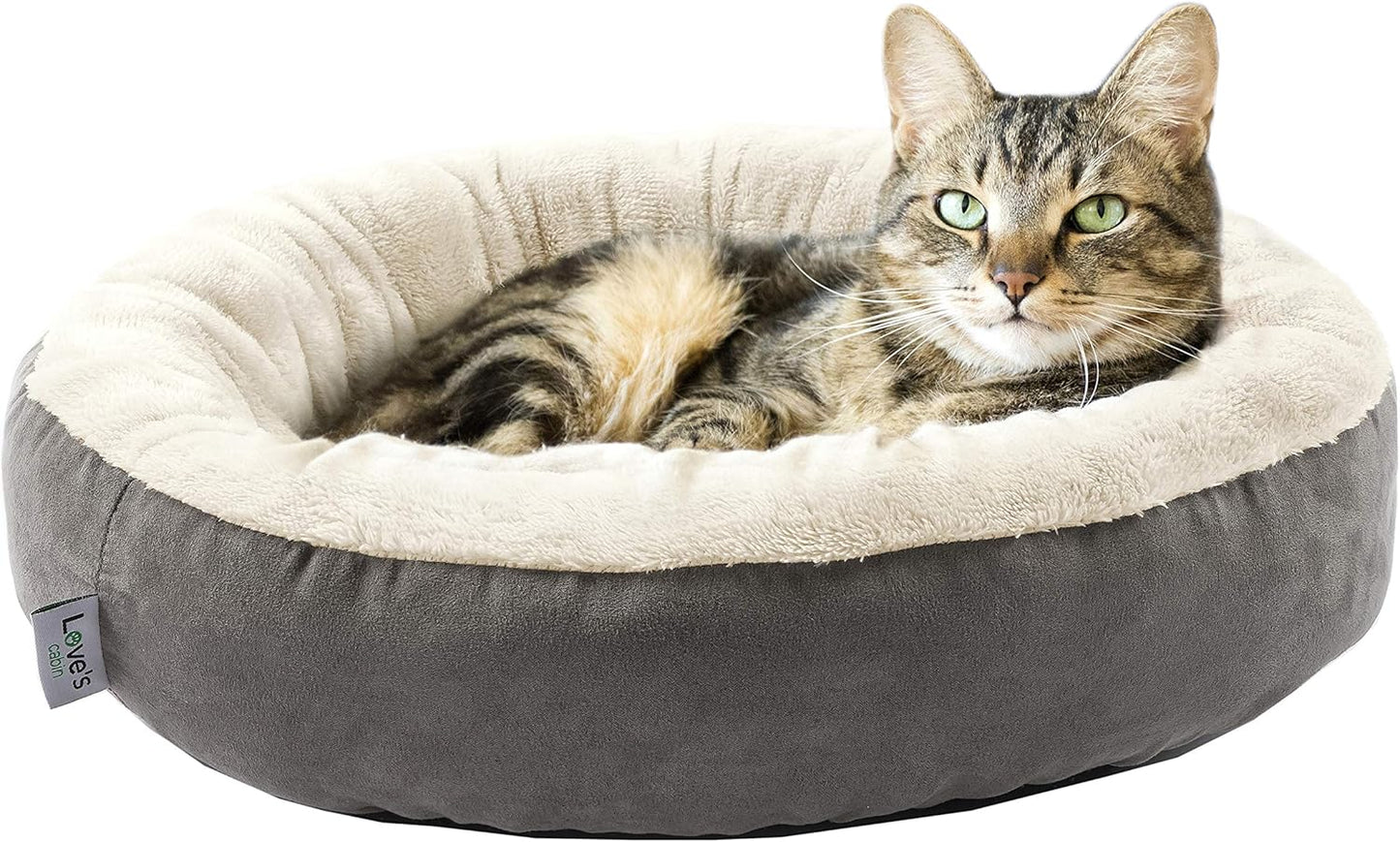 Cama Redonda Antideslizante para Gatos e Cães - Lavável, Resistente à Água e Super Confortável