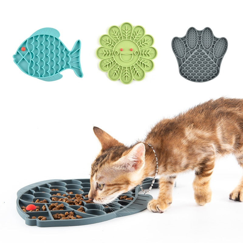 Tapete de Silicone em Forma de Peixe - Alimentação Lenta para Pets