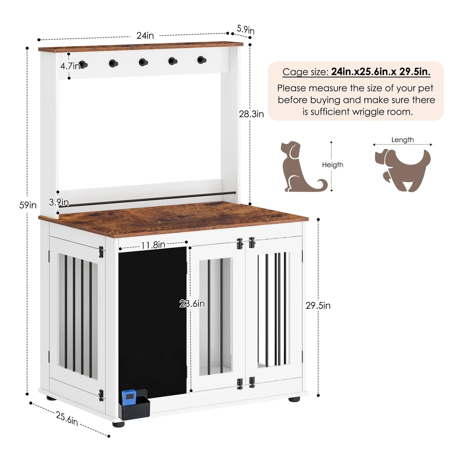 Gaiola para Cães com Duas Portas – Canil de Madeira para Cães Grandes