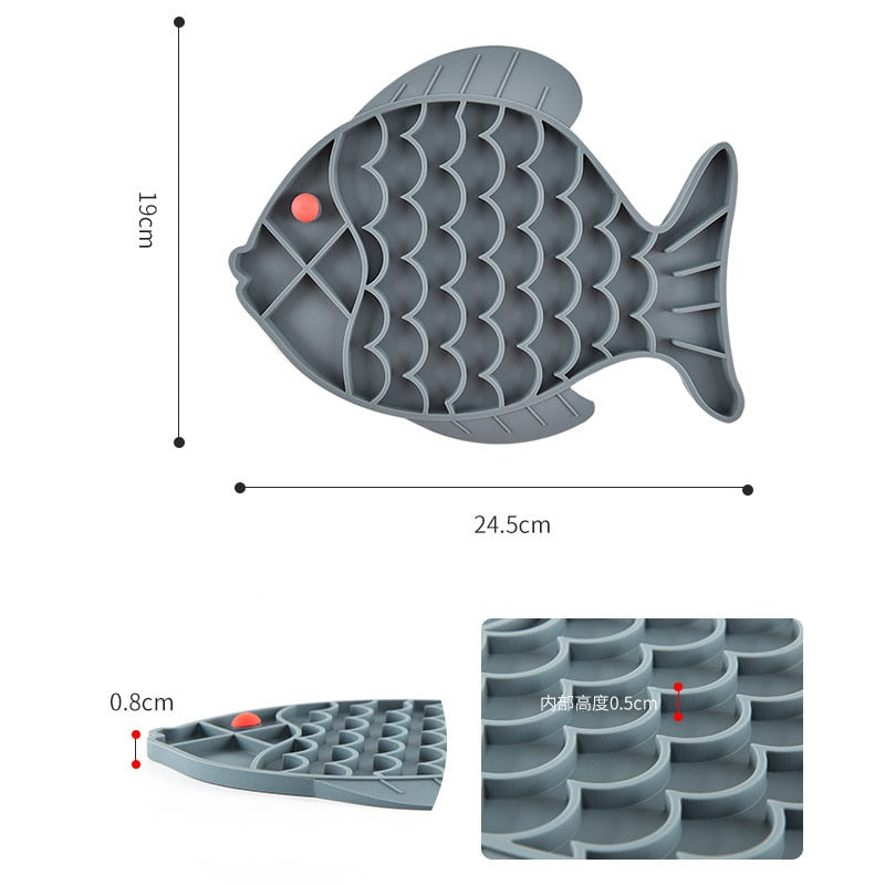 Tapete de Silicone em Forma de Peixe - Alimentação Lenta para Pets