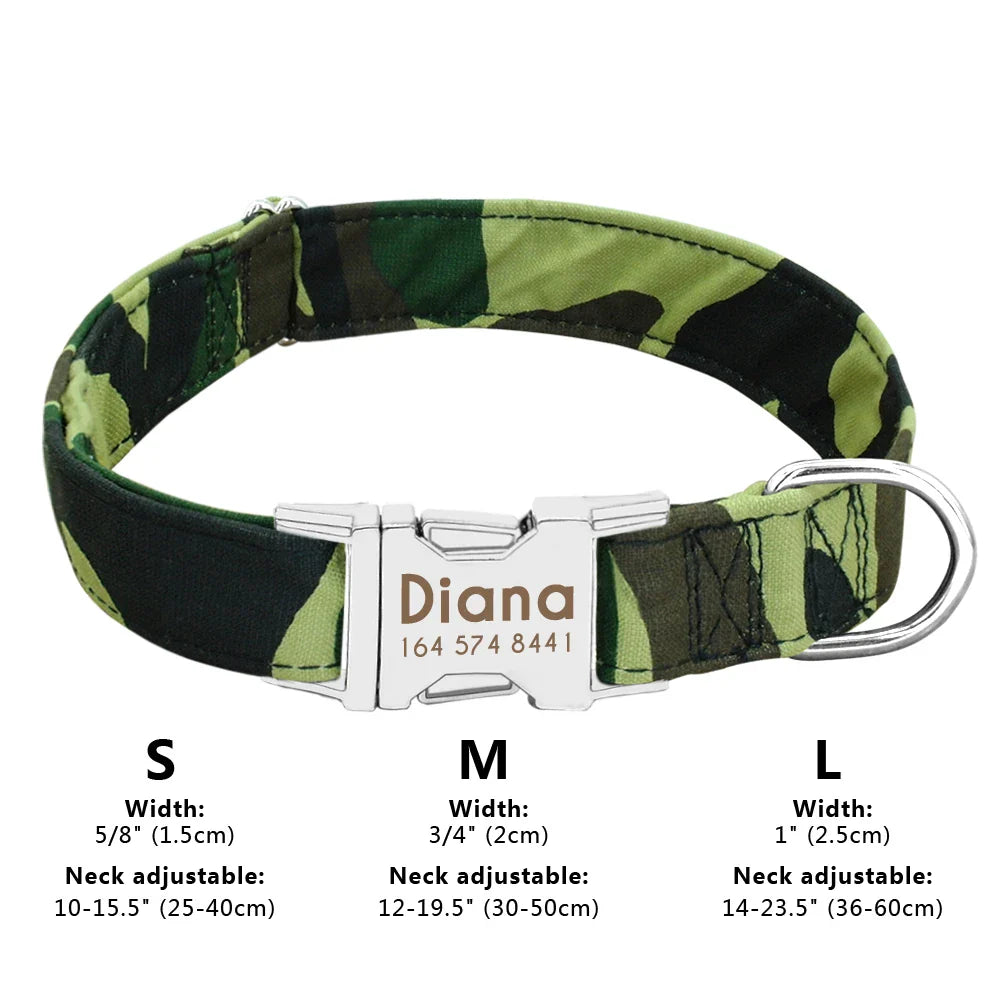 Collar Personalizado para Cães - Impressão Bonita, Nylon Durável, Nome Gravado