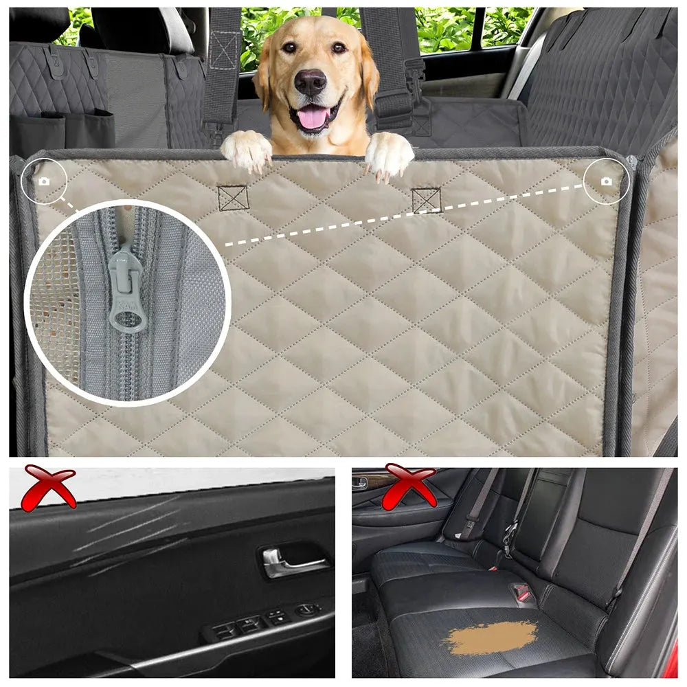 Rede para Carro Impermeável e Antiderrapante para Cachorros com Bolsos e Janela de Malha