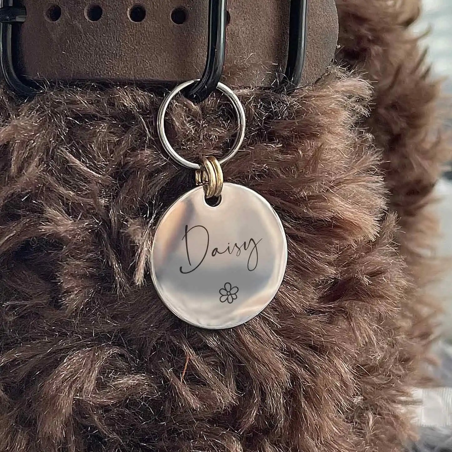 Tag de Identificação Personalizada para Pets - Gravura Simples com 4 Linhas de Texto