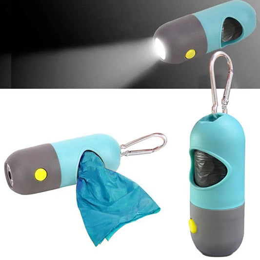 Dispensador de Sacos de Cocô para Cães com Luz LED - Acessórios para Limpeza de Pets