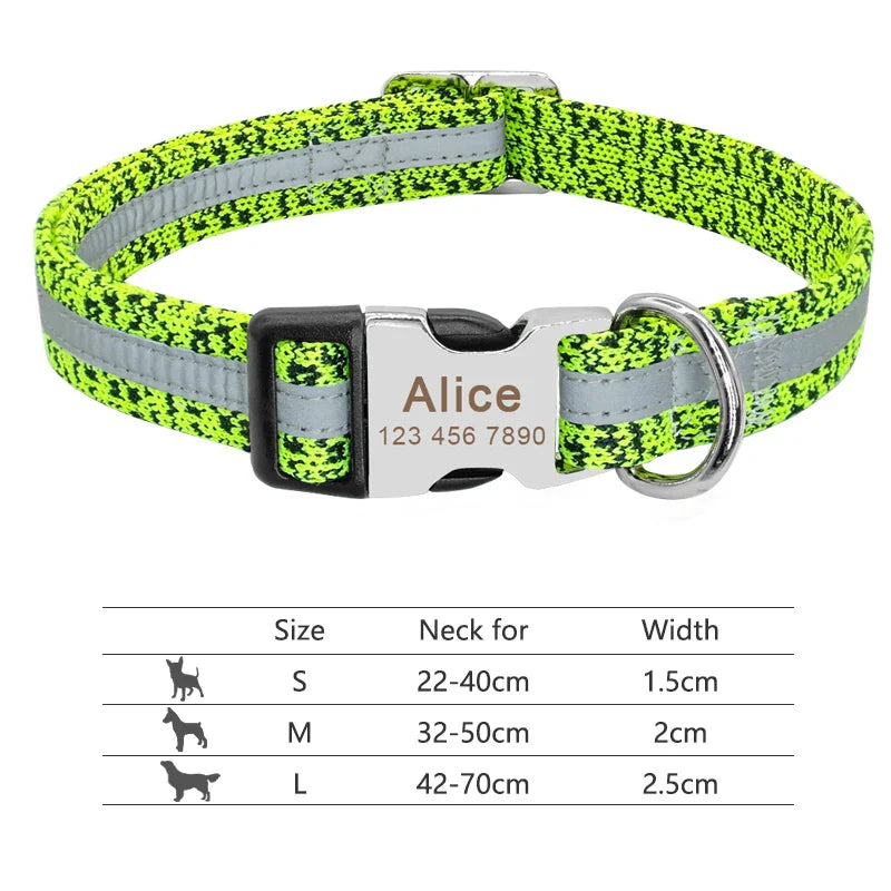 Collar Personalizado para Cães com Identificação e Reflectividade - Para Todos os Tamanhos