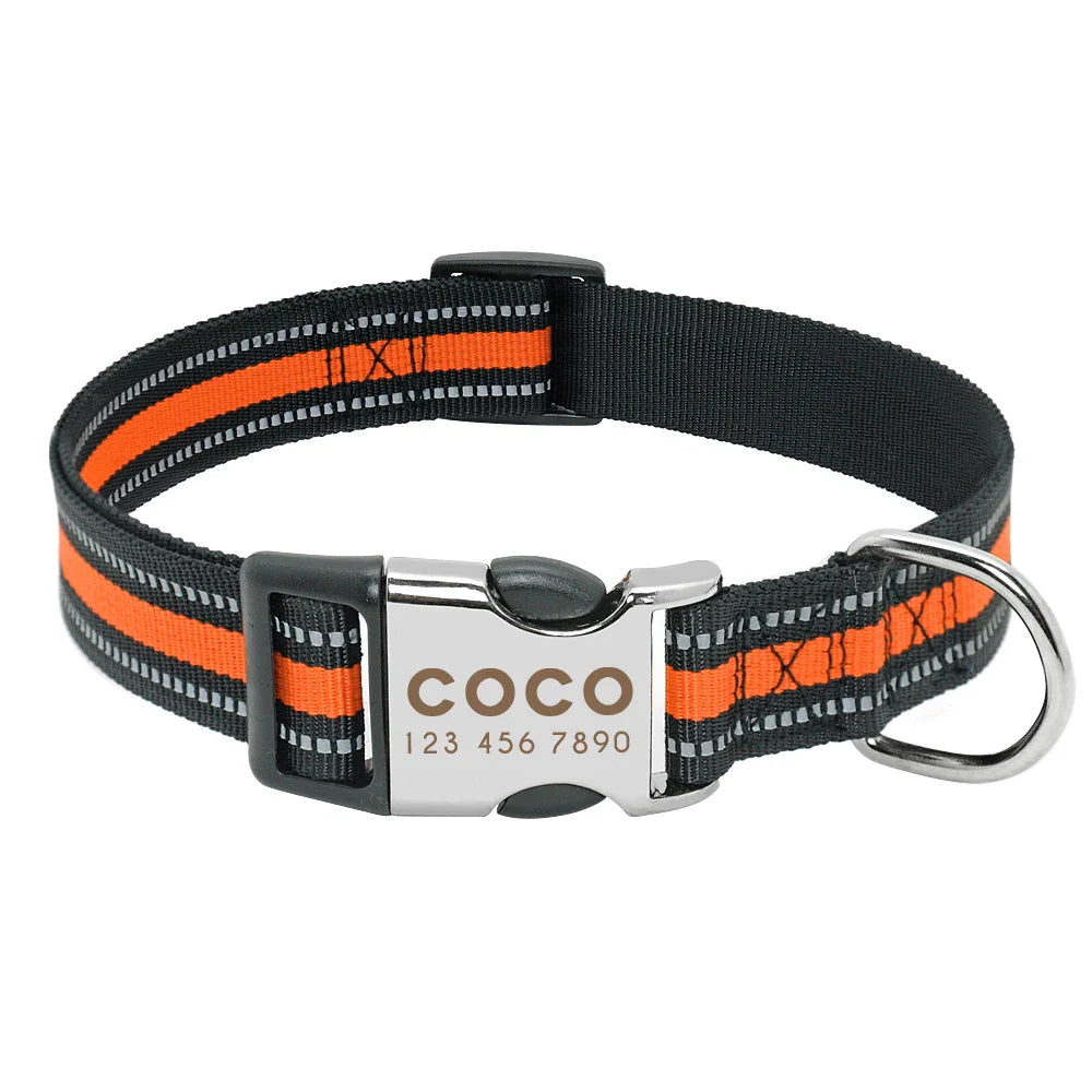 Collar Personalizado para Cães com Identificação e Reflectividade - Para Todos os Tamanhos