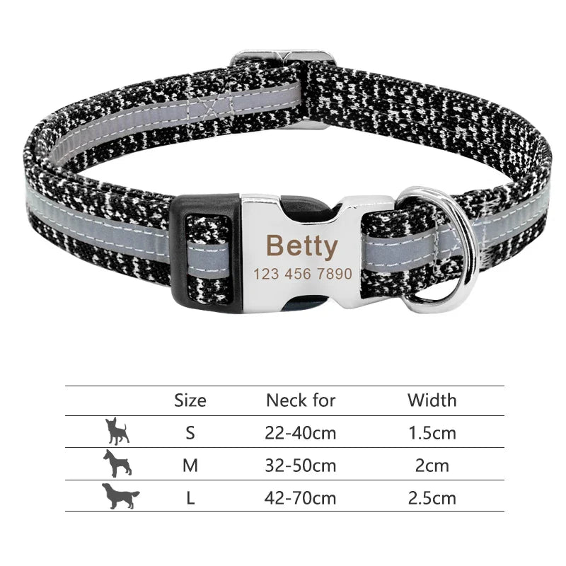 Collar Personalizado para Cães com Identificação e Reflectividade - Para Todos os Tamanhos