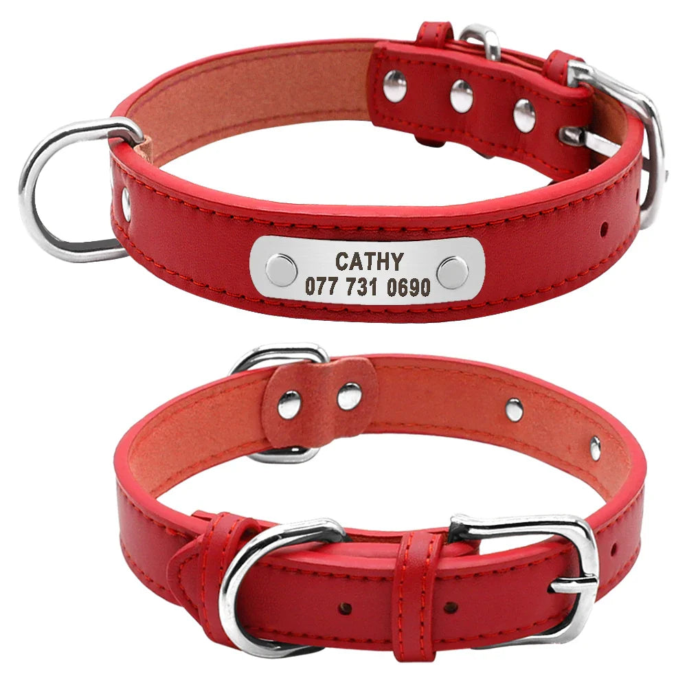 Collar Personalizado para Cães e Gatos em Couro PU com Almofada - Resistente e Durável