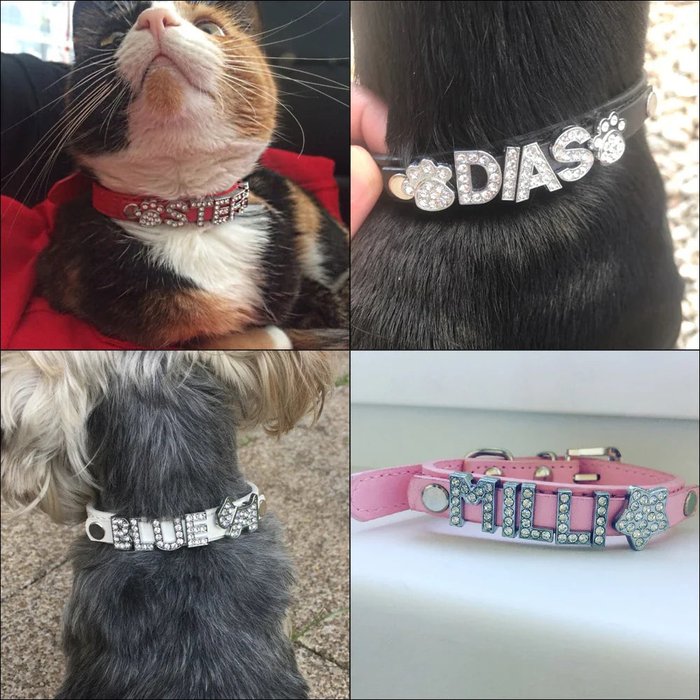 Colares Personalizados com Strass para Cães Pequenos - Acessórios Charmosos para Chihuahuas