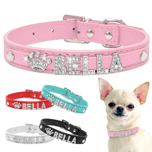 Colares Personalizados com Strass para Cães Pequenos - Acessórios Charmosos para Chihuahuas