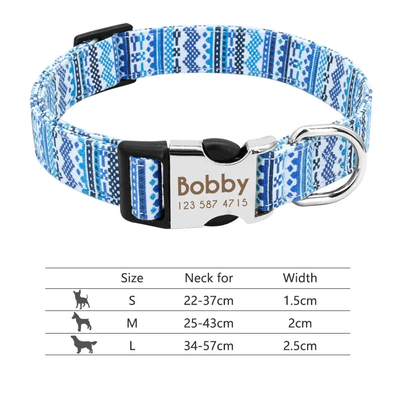 Collar Personalizado para Cães com Identificação e Reflectividade - Para Todos os Tamanhos