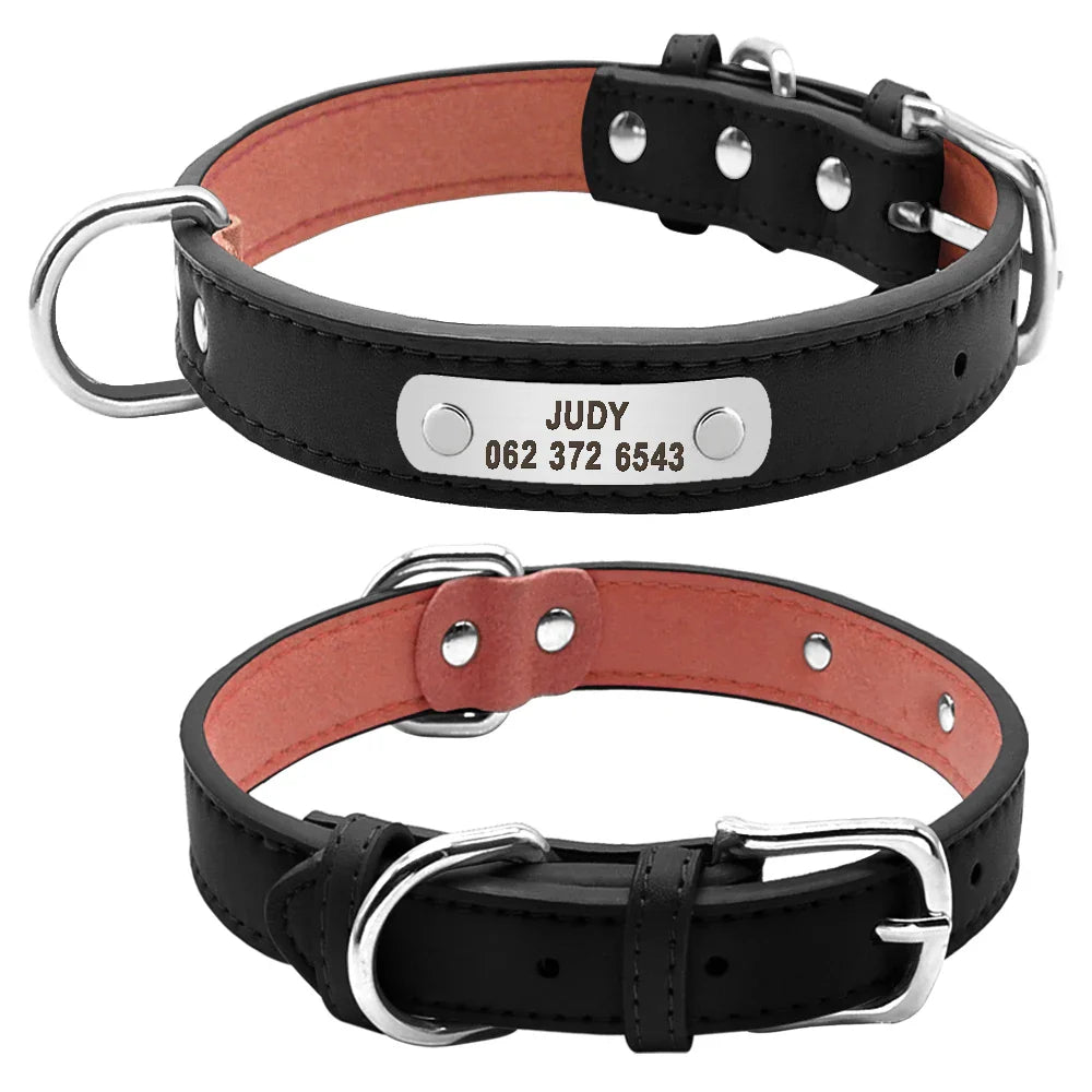 Collar Personalizado para Cães e Gatos em Couro PU com Almofada - Resistente e Durável