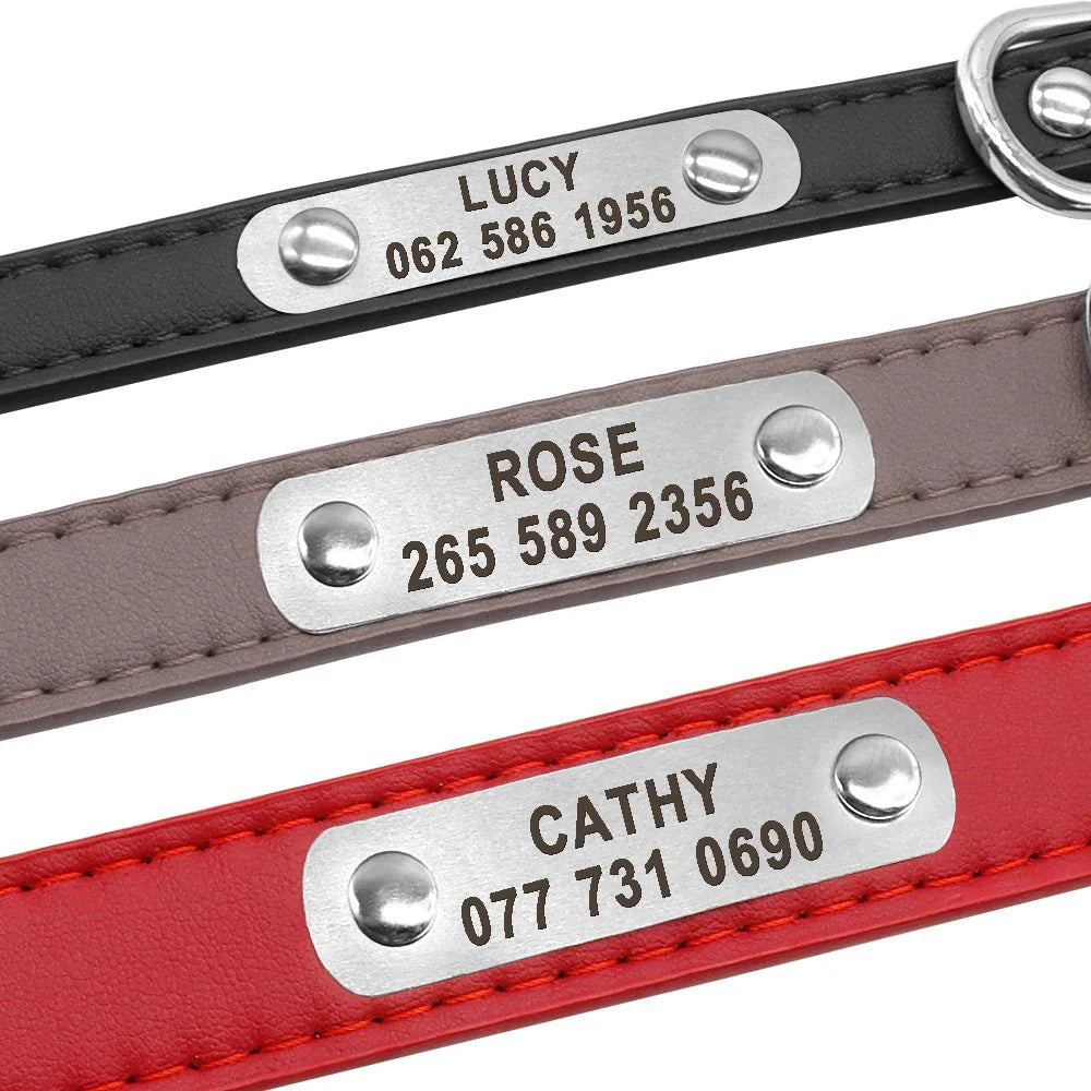 Collar Personalizado para Cães e Gatos em Couro PU com Almofada - Resistente e Durável