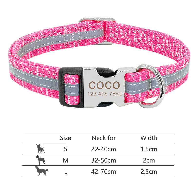 Collar Personalizado para Cães com Identificação e Reflectividade - Para Todos os Tamanhos