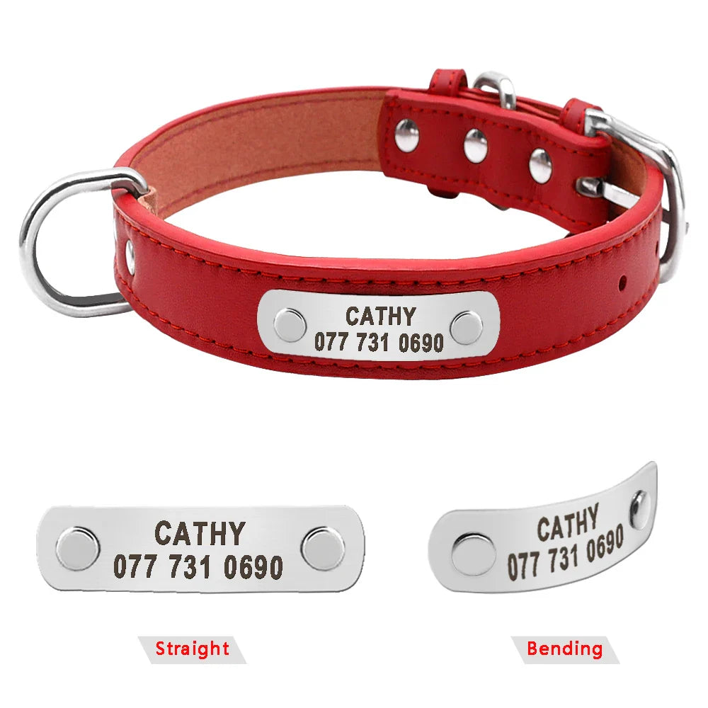 Collar Personalizado para Cães e Gatos em Couro PU com Almofada - Resistente e Durável